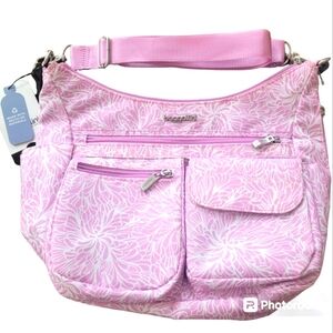 Baggallini Modern Everywhere Pink Blossom Hobo Crossbody Bag